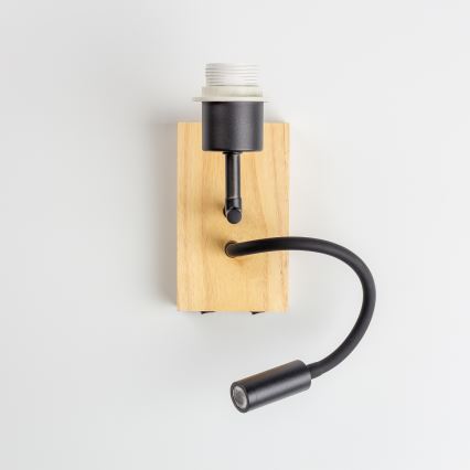 Brilagi - Flexible LED-Wandleuchte NUBILA WOOD 1xE27/25W/230V + LED/3W Eiche/Schwarz/Orange