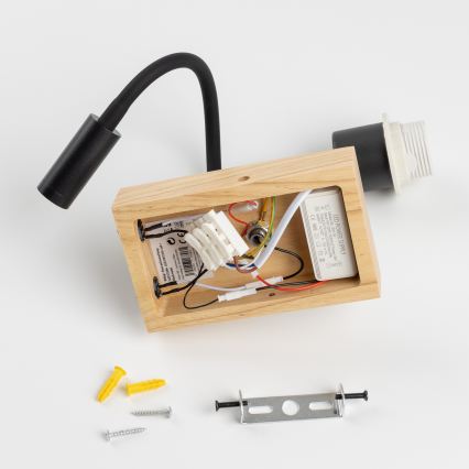 Brilagi - Flexible LED-Wandleuchte NUBILA WOOD 1xE27/25W/230V + LED/3W Eiche/Schwarz/Orange