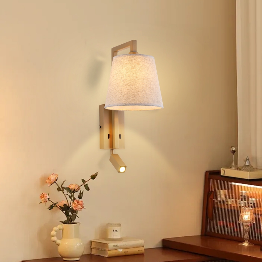 Brilagi - LED-Wandleuchte RAYAS 1xE14/40W/230V + LED/3W Flachs/beige