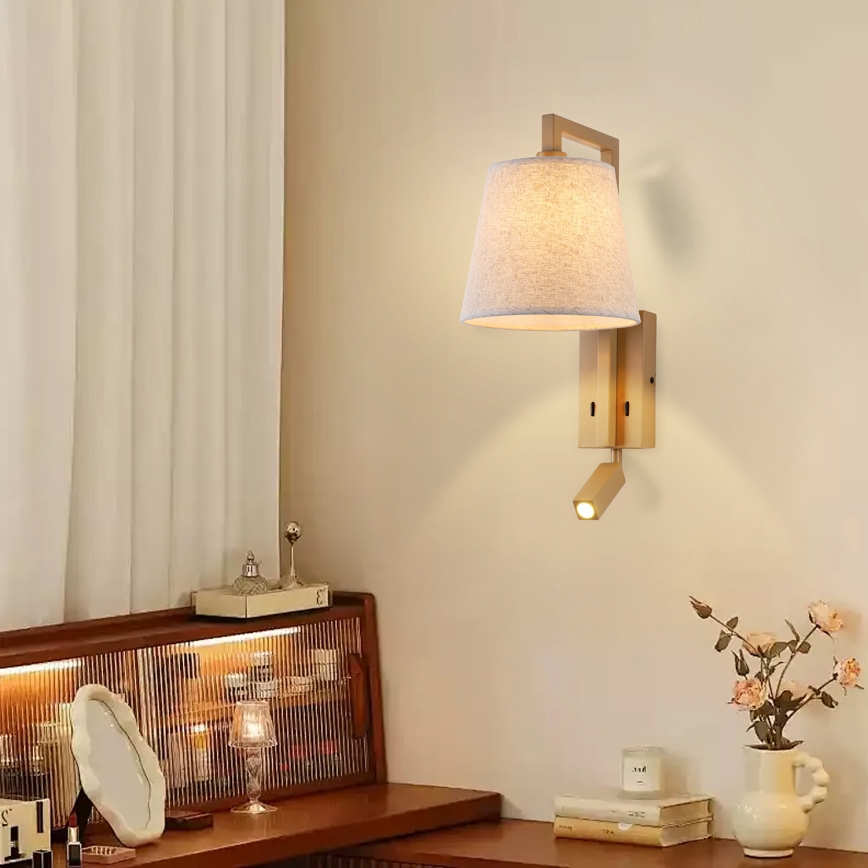 Brilagi - LED-Wandleuchte RAYAS 1xE14/40W/230V + LED/3W Flachs/beige