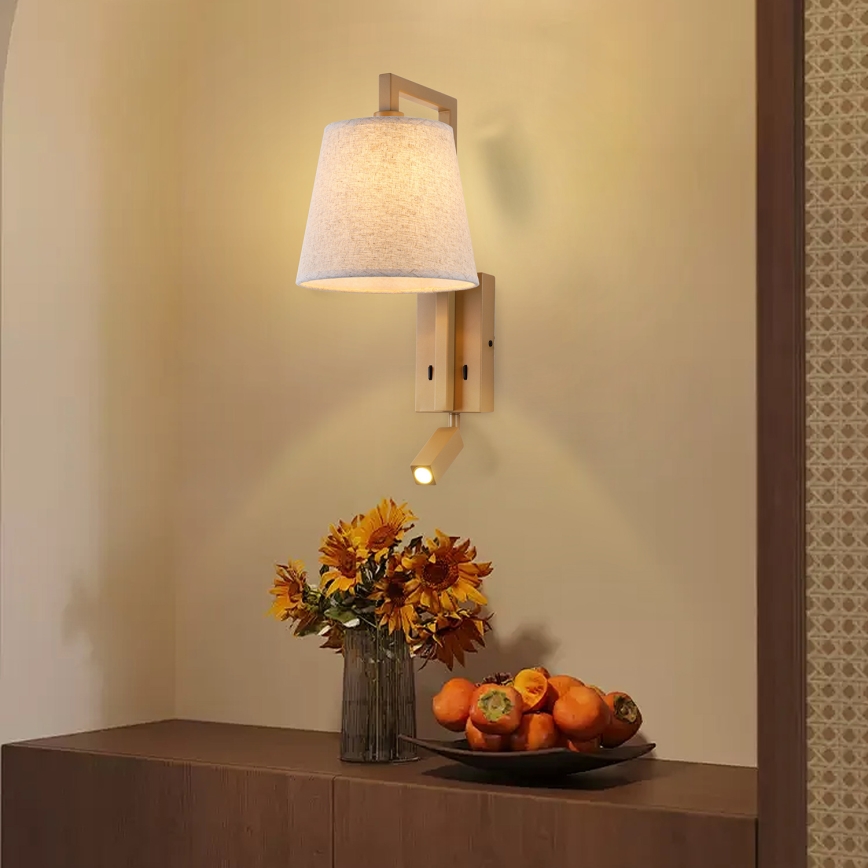 Brilagi - LED-Wandleuchte RAYAS 1xE14/40W/230V + LED/3W Flachs/beige