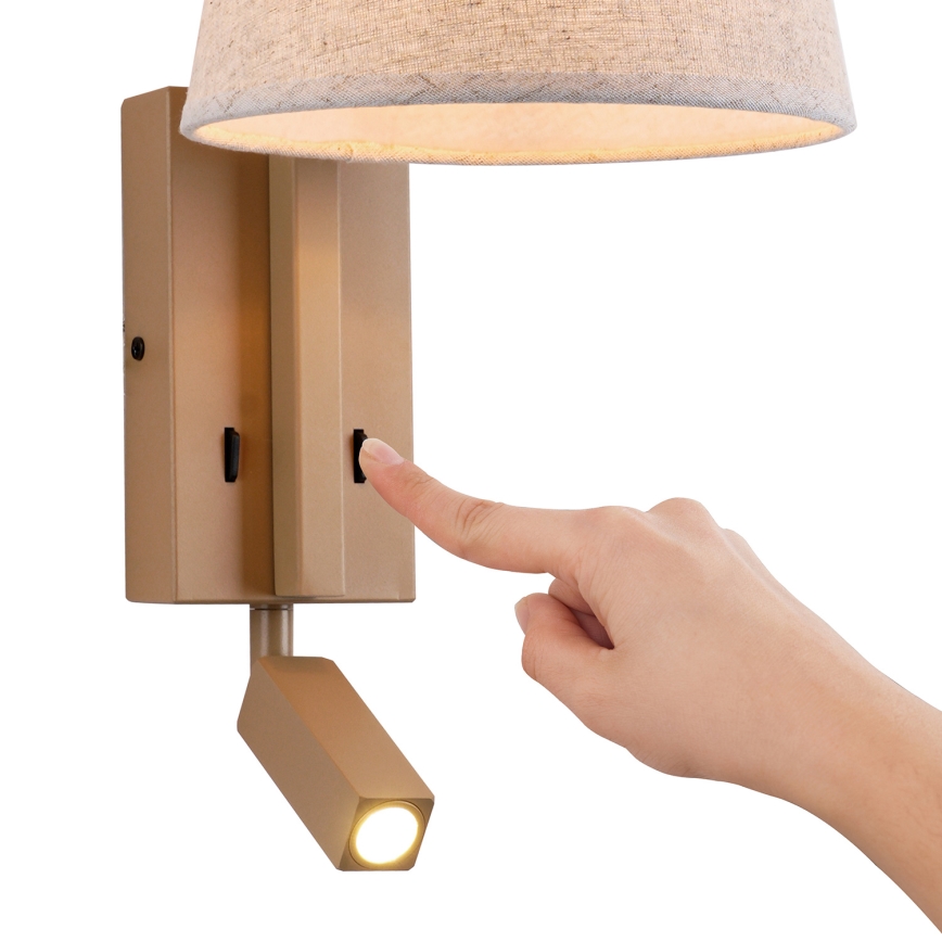 Brilagi - LED-Wandleuchte RAYAS 1xE14/40W/230V + LED/3W Flachs/beige