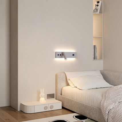 Brilagi - LED-Wandspot mit USB-Anschluss NOCTIS LED/3W/230V + LED/9W beige