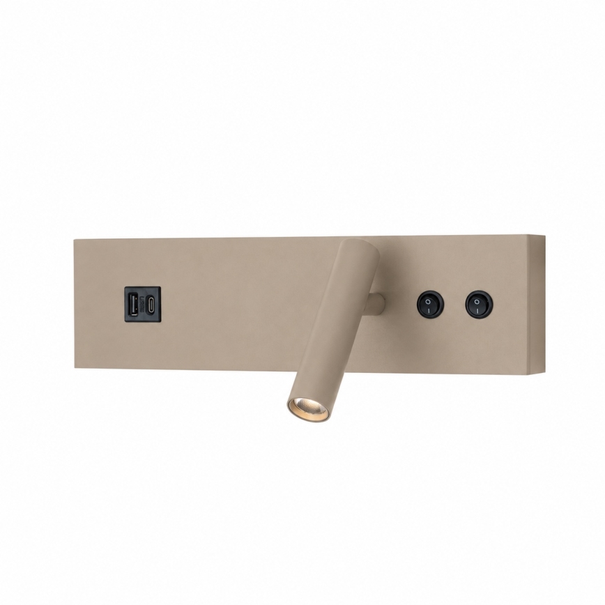 Brilagi - LED-Wandspot mit USB-Anschluss NOCTIS LED/3W/230V + LED/9W beige