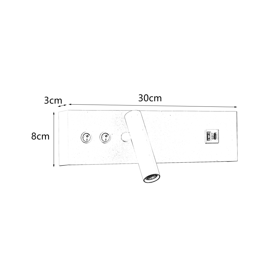 Brilagi - LED-Wandspot mit USB-Anschluss NOCTIS LED/3W/230V + LED/9W weiß