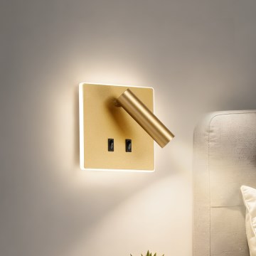 BRILAGI - LED-Wandspot ZAYA DOUBLE LED/8W/230V + LED/3W goldfarben