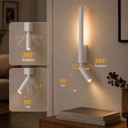 BRILAGI - LED-Wandstrahler VIXON LED/3W/230V + LED/5W weiß CRI 90