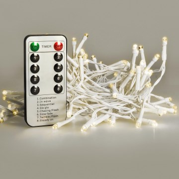 Brilagi - LED Weihnachts-Außenlichterkette 120xLED/8 Funktionen/3xAA 9,5m Weiß IP44 warmweiß + Fernbedienung
