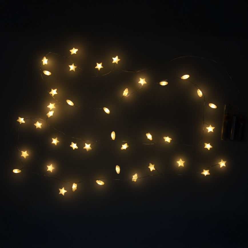 Brilagi - LED-Weihnachts-Lichterkette 40xLED/3xAA 1,8m warmweiß Sterne