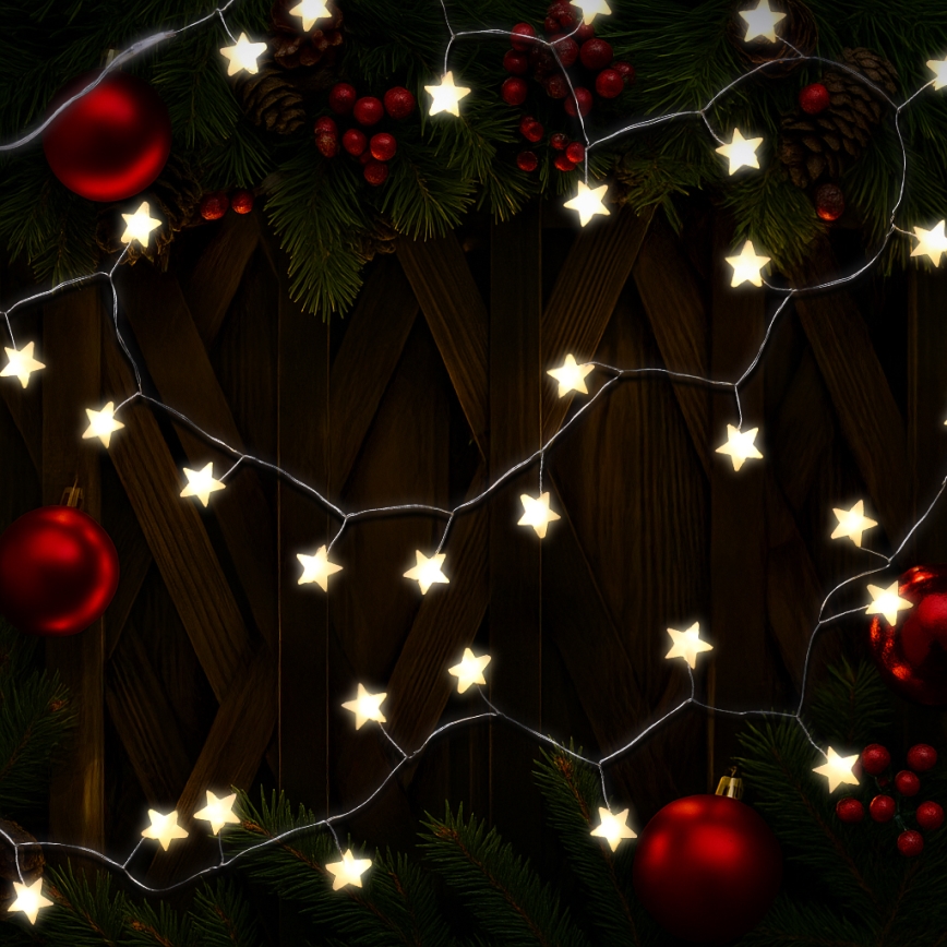 Brilagi - LED-Weihnachts-Lichterkette 40xLED/3xAA 1,8m warmweiß Sterne