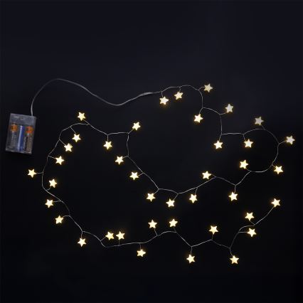 Brilagi - LED-Weihnachts-Lichterkette 40xLED/3xAA 1,8m warmweiß Sterne