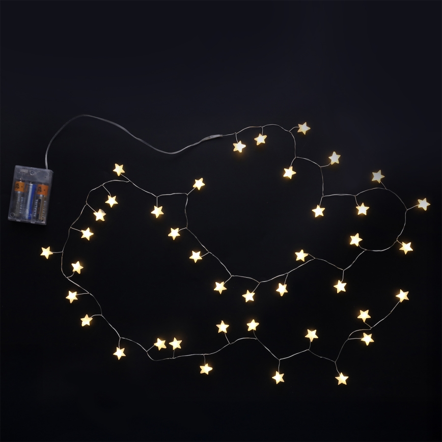 Brilagi - LED-Weihnachts-Lichterkette 40xLED/3xAA 1,8m warmweiß Sterne