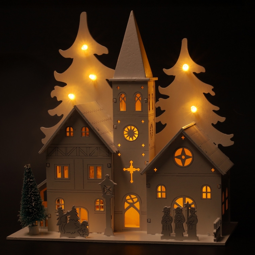 Brilagi - LED-Weihnachtsdekoration LED/2xAA Kirchenhäuschen