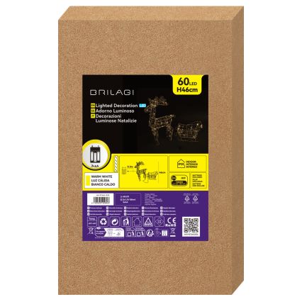 BRILAGI - LED Weihnachtsdekoration LED/3xAA 46 cm Rentier mit Schlitten warmweiß