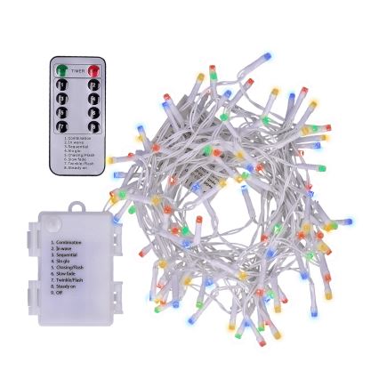 Brilagi - LED-Weihnachtskette für draußen 120xLED/8 Funktionen/3xAA 9,5m IP44 multicolor + Fernsteuerung