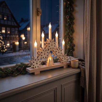 BRILAGI - LED Weihnachtsleuchter 5xLED/2xAA beige