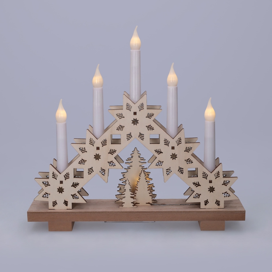 BRILAGI - LED Weihnachtsleuchter 5xLED/2xAA beige