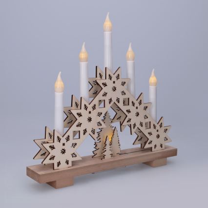 BRILAGI - LED Weihnachtsleuchter 5xLED/2xAA beige
