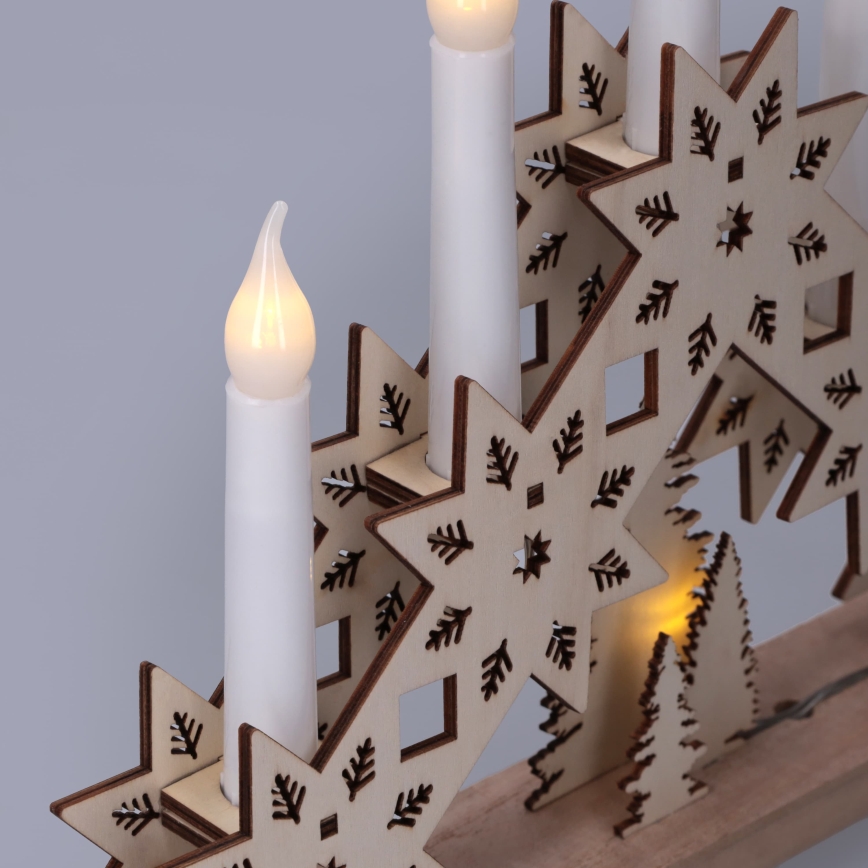 BRILAGI - LED Weihnachtsleuchter 5xLED/2xAA beige