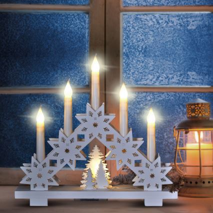 BRILAGI - LED-Weihnachtsleuchter 5xLED/2xAA weiß