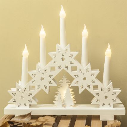 BRILAGI - LED-Weihnachtsleuchter 5xLED/2xAA weiß