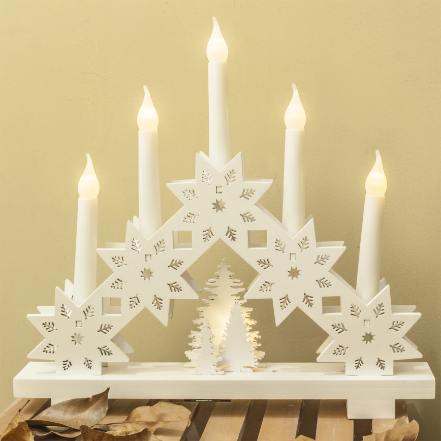 BRILAGI - LED-Weihnachtsleuchter 5xLED/2xAA weiß