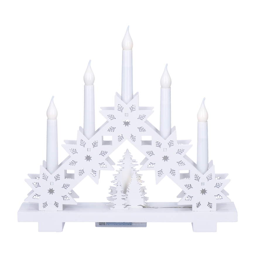 BRILAGI - LED-Weihnachtsleuchter 5xLED/2xAA weiß
