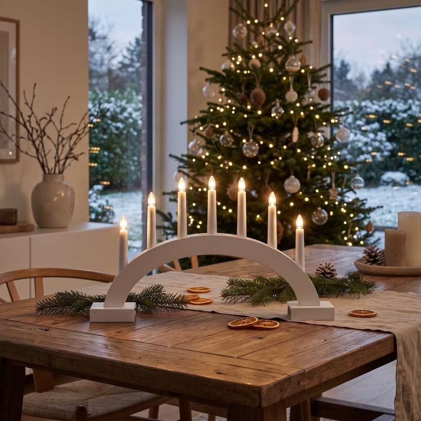 BRILAGI - LED-Weihnachtsleuchter 7xLED/2xAA weiß