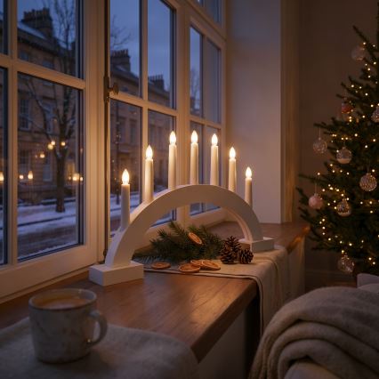 BRILAGI - LED-Weihnachtsleuchter 7xLED/2xAA weiß
