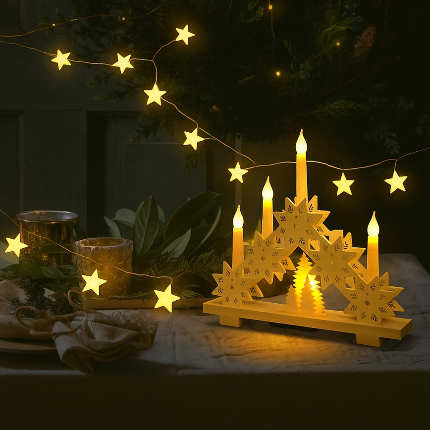 Brilagi - LED-Weihnachtslichterkette 40xLED/3xAA 1,8m warmweiß Sterne