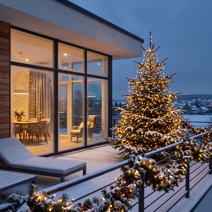 BRILAGI - LED-Weihnachtslichterkette für den Außenbereich, 200 LEDs, 9 m, IP44, warmweiß