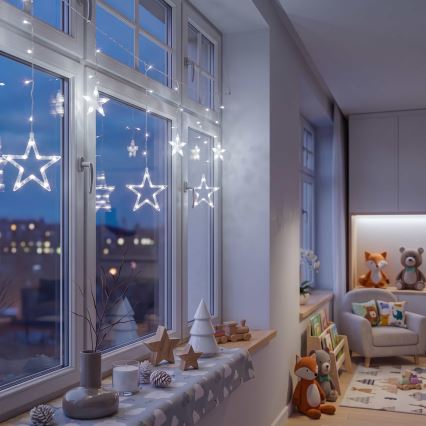 BRILAGI - LED-Weihnachtslichtervorhang 77xLED/3xAA/USB 1,8m kaltweiß