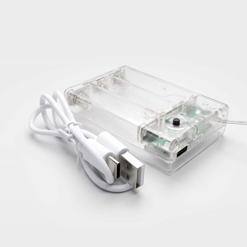 BRILAGI - LED-Weihnachtslichtervorhang 77xLED/3xAA/USB 1,8m kaltweiß
