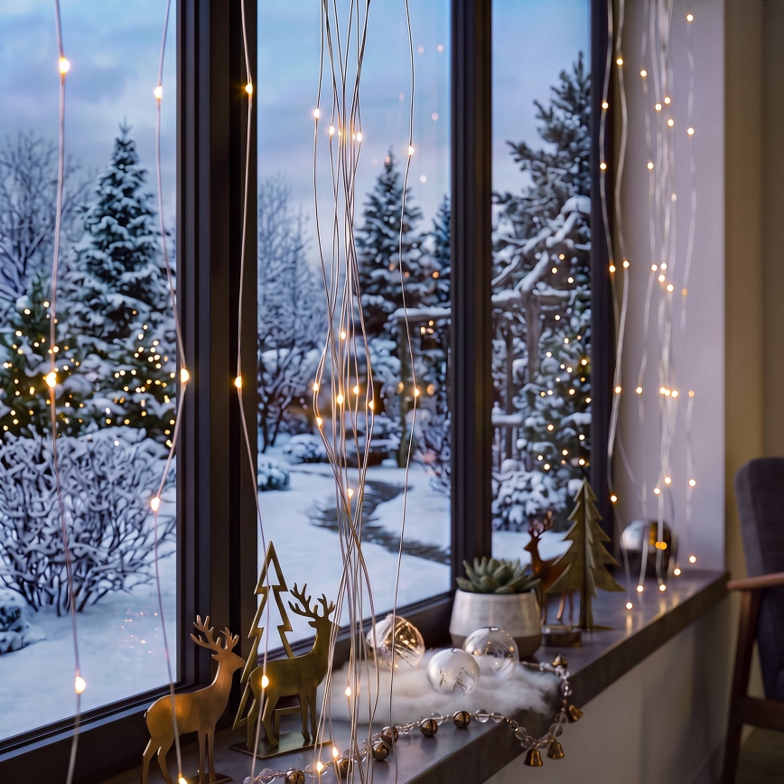 BRILAGI - LED-Weihnachtsvorhang 300xLED/8 Funktionen/3xAA/USB 1,2m warmweiß