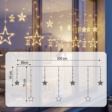 BRILAGI - LED Weihnachtsvorhang für den Außenbereich 123xLED/3xAA/USB 3m IP44 warmweiß
