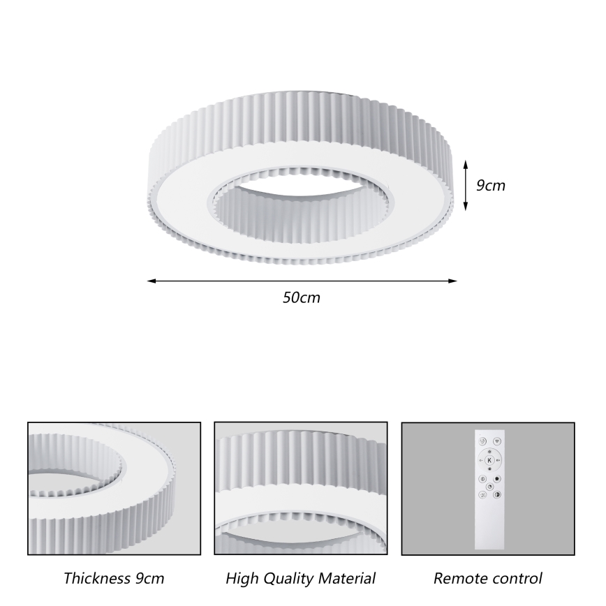Brilagi - Dimmbare LED-Deckenleuchte LUMIX LED/48W/230V 3000-6000K weiß Ø 50 cm + Fernbedienung