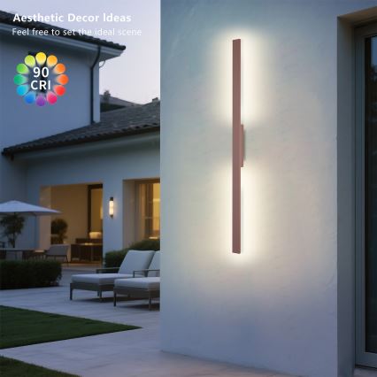 Brilagi - LUNA LED-Außenwandleuchte, 24 W, 230 V, 3000 K, IP65, 100 cm, braun, CRI 90