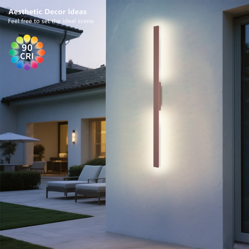 Brilagi - LUNA LED-Außenwandleuchte, 24 W, 230 V, 3000 K, IP65, 100 cm, braun, CRI 90
