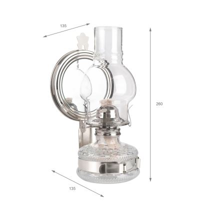 Brilagi - MERLIN Petroleumlampe mit Spiegel, glänzender Chrom