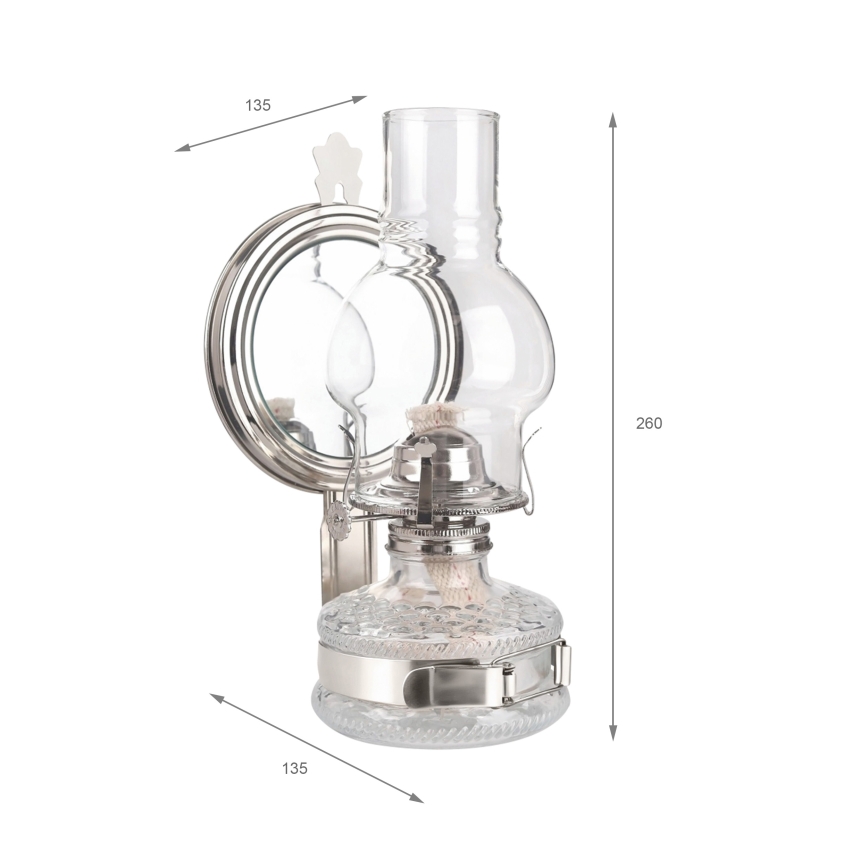 Brilagi - MERLIN Petroleumlampe mit Spiegel, glänzender Chrom