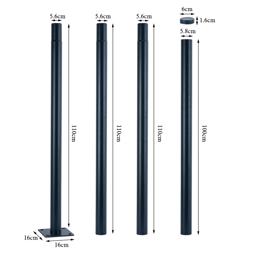 Brilagi - Metallmast für URBAN-Außenbeleuchtung, 4 m, Ø 58 mm, Anthrazit
