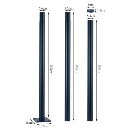Brilagi - Metallmast für Außenbeleuchtung URBAN 3 m Mast d 58 matt anthrazit