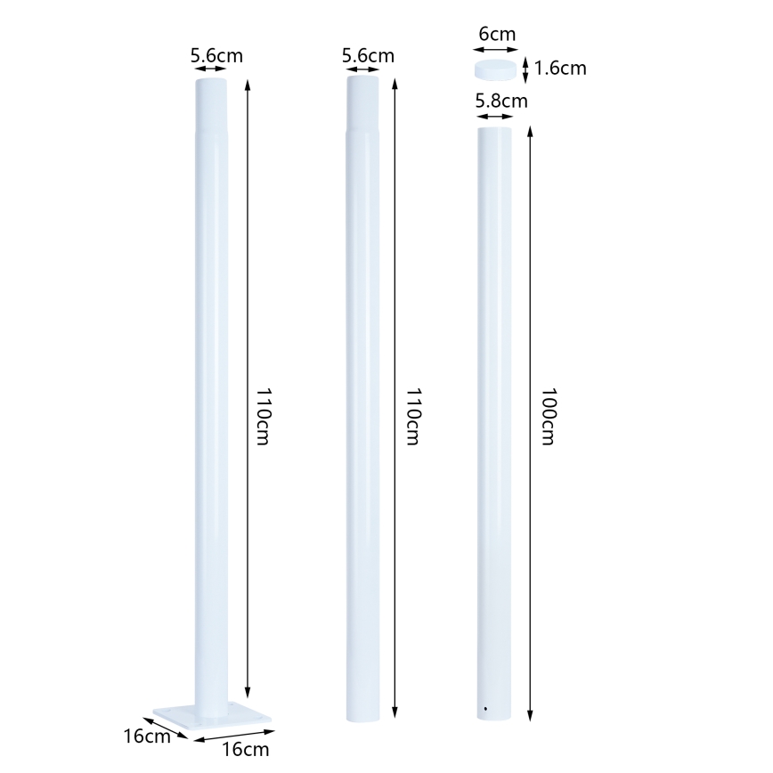 Brilagi - Metallmast für Außenbeleuchtung URBAN 3 m Mast d 58 mattweiß