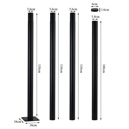 Brilagi - Metallrohr für Außenbeleuchtungsmast URBAN, 4 m, Ø 58 mm, schwarz