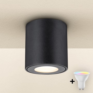 Brilagi - MIA LED RGBW dimmbares Badezimmerleuchte 1x GU10, 30 W, 230 V, 2700–6500 K, Wi‑Fi, 84 × 80 mm, schwarz, IP54