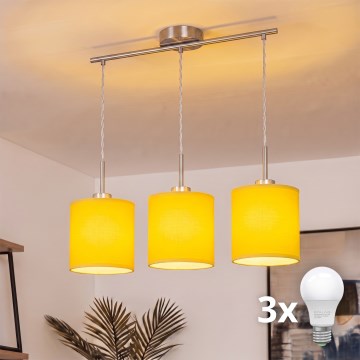 Brilagi - NUBILA LED‑Pendelleuchte an Kabel, 3× E27/60W, 230V, gelb