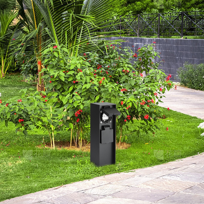 Brilagi - Outdoor-Steckdosensäule PILLAR 2Z SCHUKO 230V IP44 schwarz