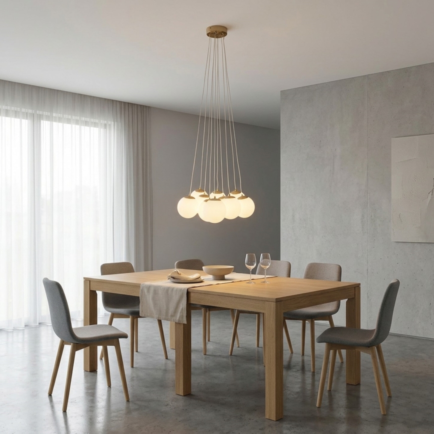 Brilagi - Pendelleuchte am Kabel GLOBE 10xE14/15W/230V weiß