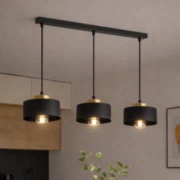 Brilagi - Pendelleuchte am Kabel SPRING 3xE27/60W/230V schwarz/gold