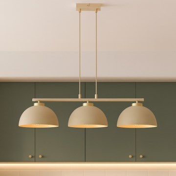 Brilagi - Pendelleuchte an Drahtseil MOON 3xE27/60W/230V Beige/Gold